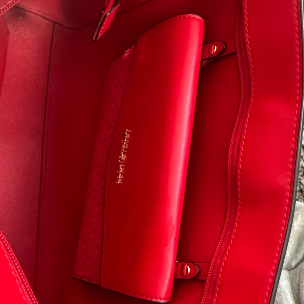 Large Michael Kors Bright Red Saffiano Leather Tote - Picture 6 of 7